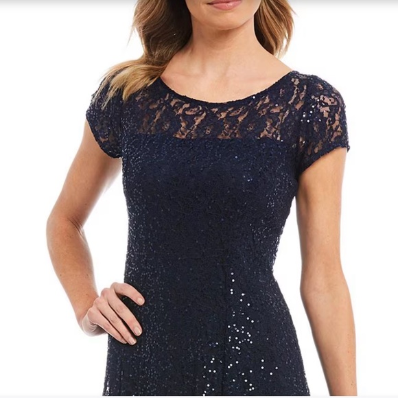 NWT SLNY Sequin Lace Midi Dress - Picture 9 of 10